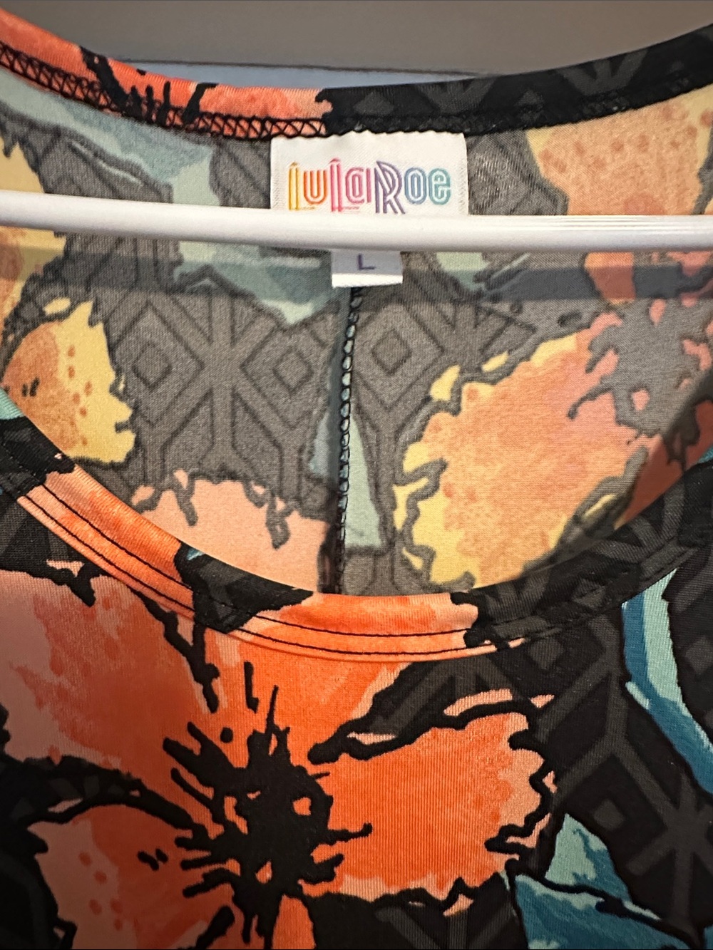 LuLaRoe Black Maxi dress with Orange & Yellow Floral Print - Picture 2 of 2